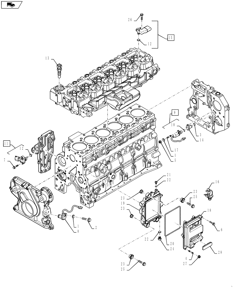 Схема запчастей Case IH 3330 - (10.218.05) - FUEL INJECTION SYSTEM - MODULE, ENGINE CONTROL (10) - ENGINE