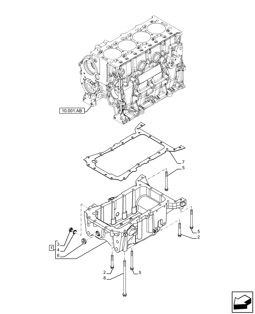 Схема запчастей Case IH F5GFL413A B021 - (10.102.AP) - OIL SUMP & RELATED PARTS (10) - ENGINE