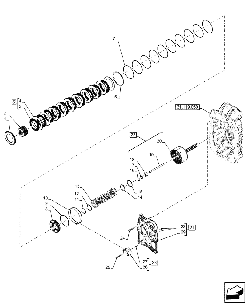 Схема запчастей Case IH OPTUM 270 CVT - (31.119.040) - VAR - 758794 - REAR PTO, CLUTCH (31) - IMPLEMENT POWER TAKE OFF