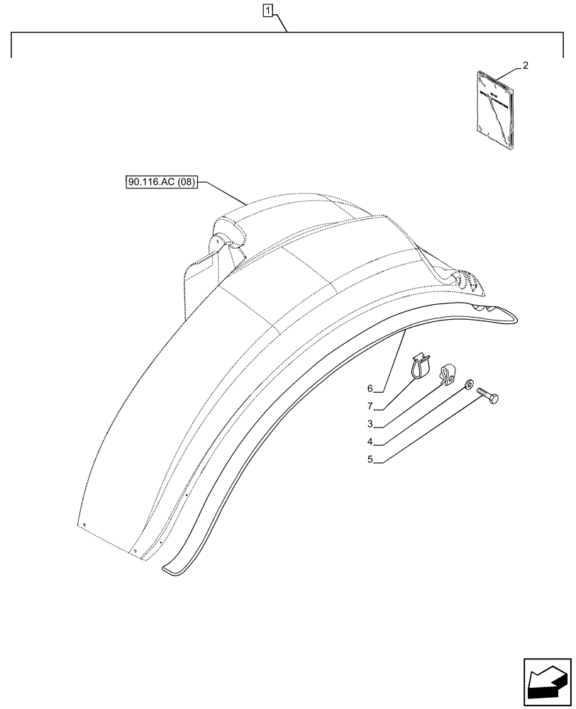 Схема запчастей Case IH PUMA 165 - (88.100.90[03]) - DIA KIT, REAR FENDER EXTENSION, 180MM (88) - ACCESSORIES