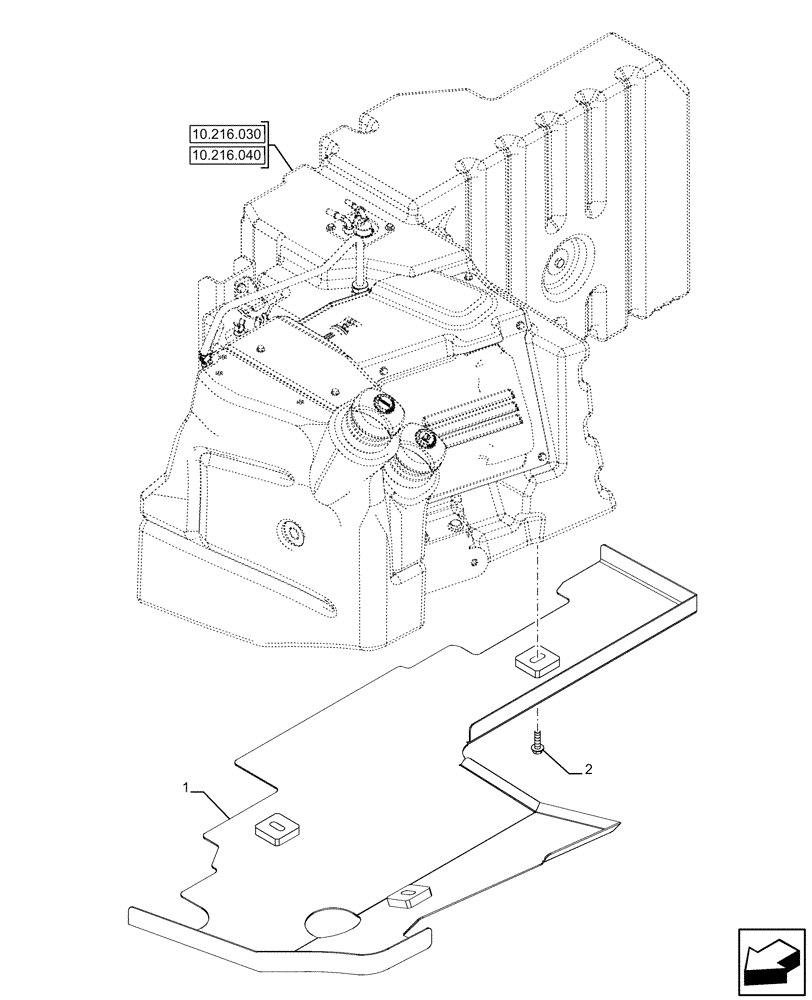 Схема запчастей Case IH FARMALL 120U - (10.216.050) - VAR - 336764 - FUEL TANK, W/ SHIELD (10) - ENGINE