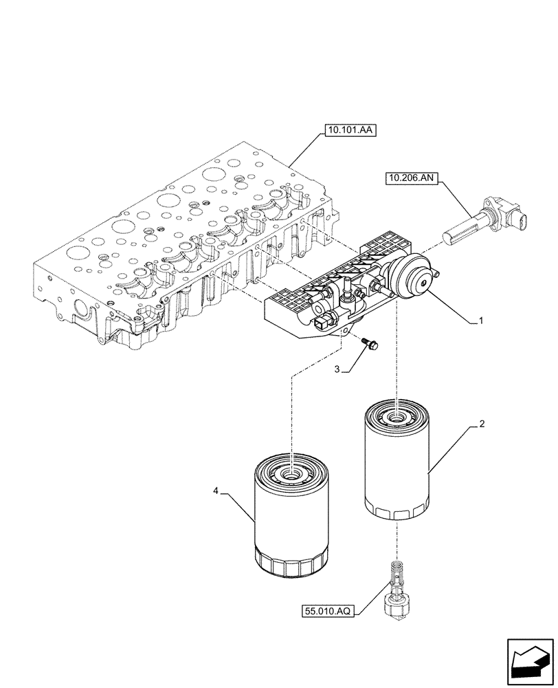 Схема запчастей Case IH F5GFL413A B021 - (10.206.AG) - FUEL FILTER (10) - ENGINE