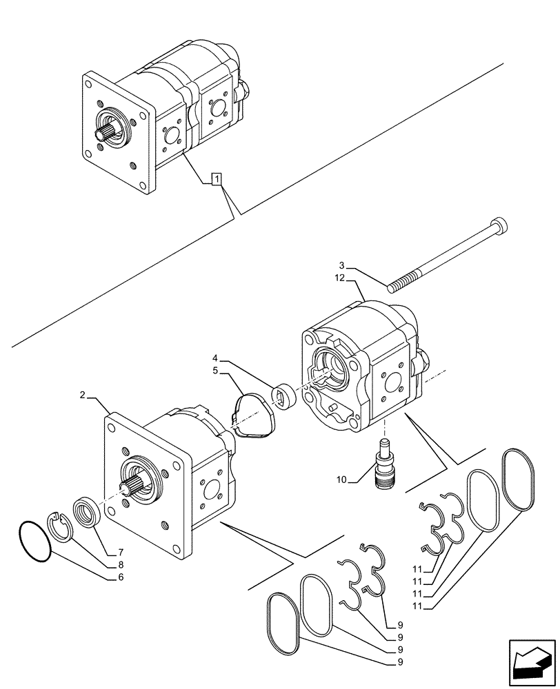 Схема запчастей Case IH FARMALL 120U - (35.304.020) - VAR - 390434 - PUMP (25CC/16CC), COMPONENTS (35) - HYDRAULIC SYSTEMS