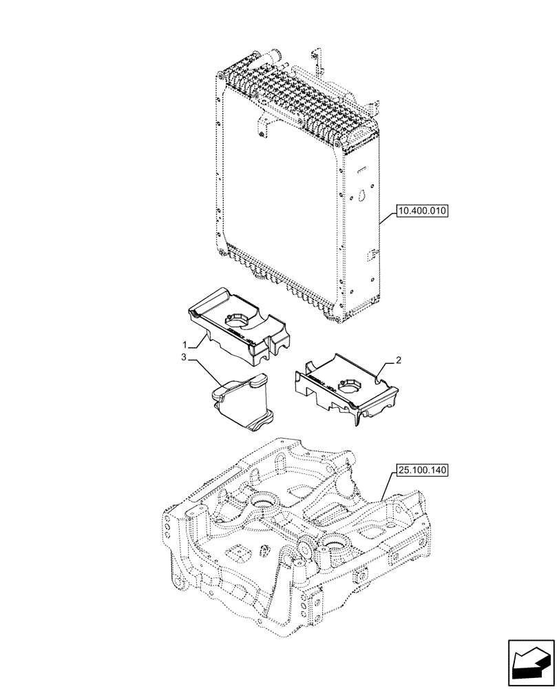 Схема запчастей Case IH FARMALL 120U - (10.400.080) - VAR - 337707, 744942, 758604 - SUSPENDED FRONT AXLE, SUPPORT, RADIATOR, SEAL (10) - ENGINE