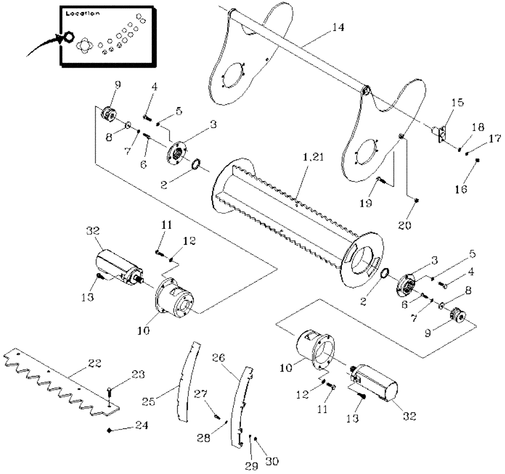 Схема запчастей Case IH 7700 - (A05[01]) - POWER KNOCKDOWN ROLLER {Standard} Mainframe & Functioning Components