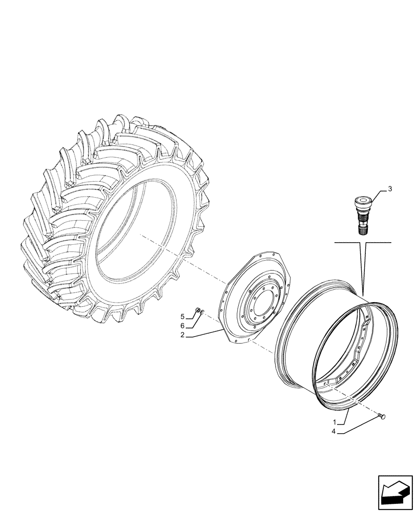 Схема запчастей Case IH FARMALL 120U - (44.520.050) - VAR - 8960401, 8966401 - REAR WHEEL (W16LX34) (44) - WHEELS