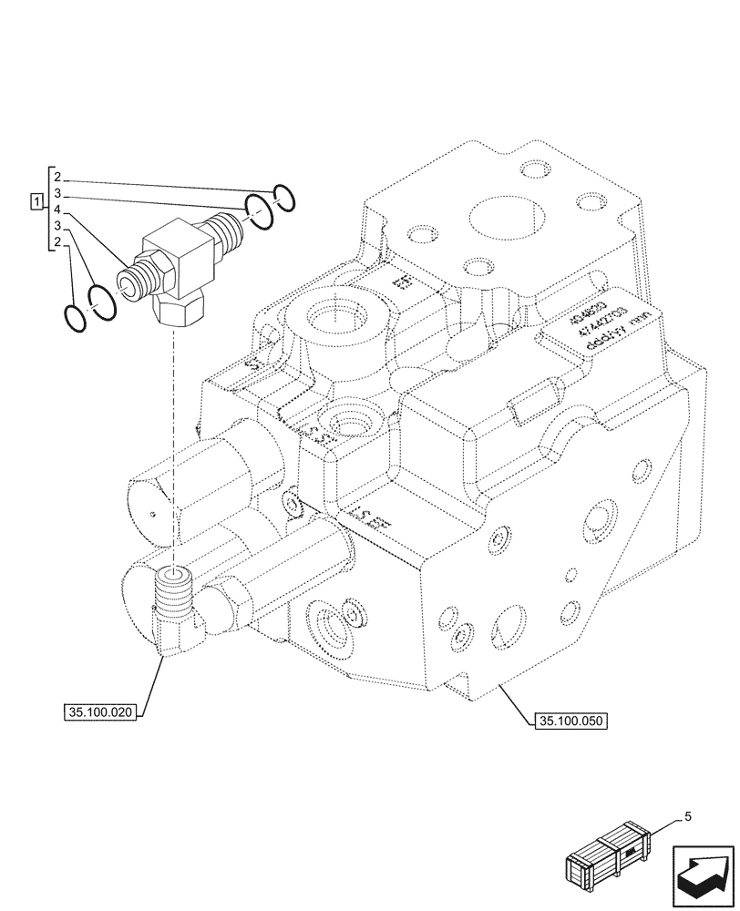 Схема запчастей Case IH OPTUM 300 CVT - (35.100.010) - VAR - 758064, 758066 - LESS MID MOUNTED VALVES - PRIORITY VALVE, LINE (35) - HYDRAULIC SYSTEMS