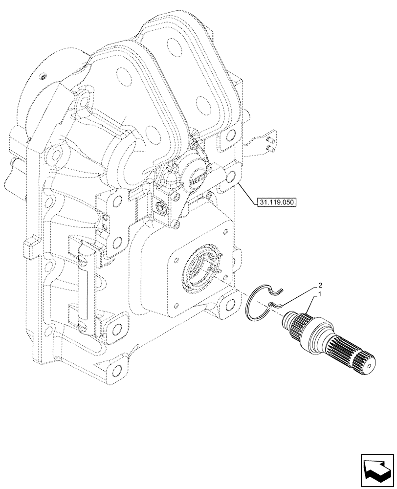 Схема запчастей Case IH OPTUM 270 CVT - (31.119.140) - VAR - 759102 - PTO, OUTPUT SHAFT (31) - IMPLEMENT POWER TAKE OFF