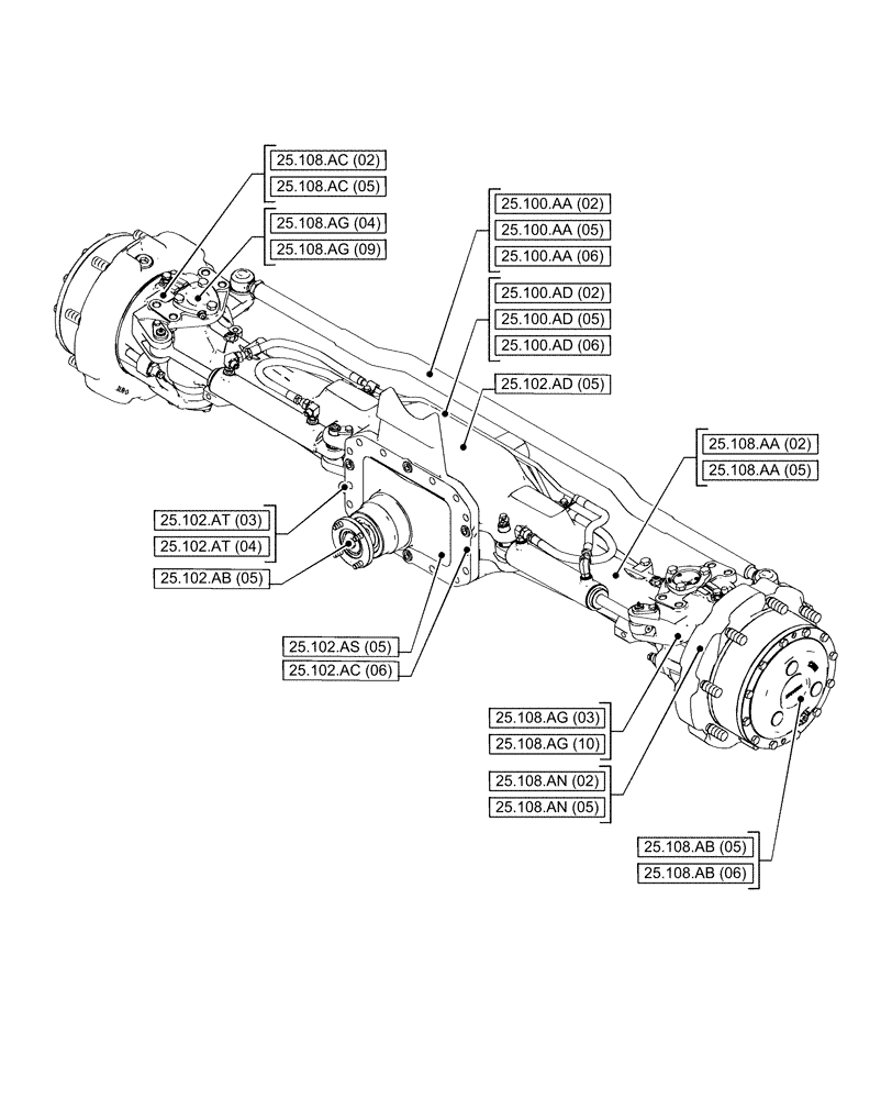 Схема запчастей Case IH PUMA 185 - (00.000.25[02]) - PICTORIAL INDEX - FRONT AXLE SYSTEM (00) - GENERAL & PICTORIAL INDEX