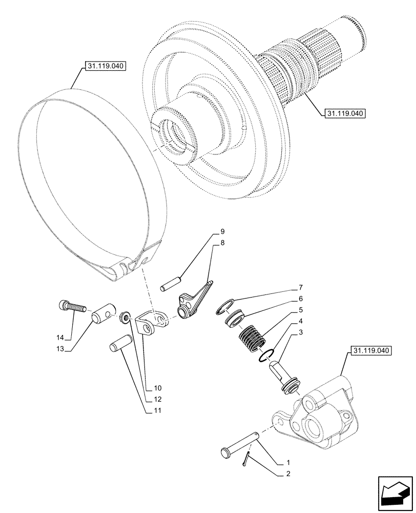 Схема запчастей Case IH OPTUM 270 CVT - (31.119.100) - VAR - 758794 - PTO 540/540E/1000/1000E RPM, BRAKE (31) - IMPLEMENT POWER TAKE OFF