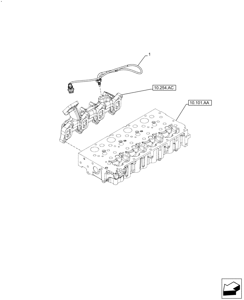 Схема запчастей Case IH F5GFL413A B019 - (55.014.AM) - EXHAUST MANIFOLD, SENSOR (55) - ELECTRICAL SYSTEMS