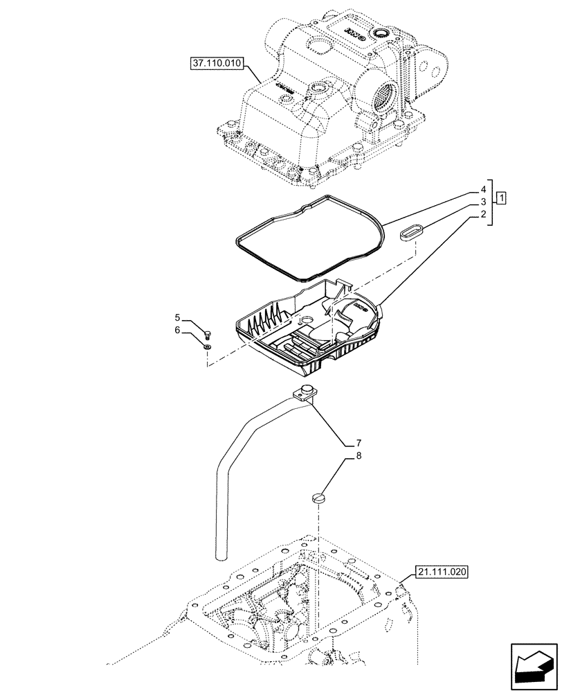 Схема запчастей Case IH FARMALL 120U - (21.111.030) - VAR - 758289 - TRANSMISSION, HYDRAULIC LIFT, PIPE (21) - TRANSMISSION