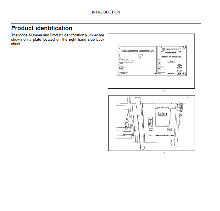 Схема запчастей Case IH 3016 - (00.100.03) - LOCATION OF SERIAL AND PRODUCT IDENTIFICATION NUMBERS (00) - GENERAL & PICTORIAL INDEX