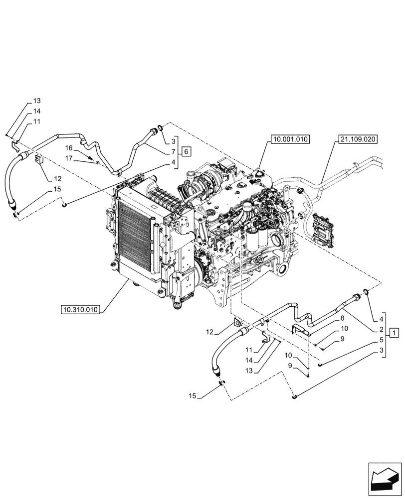 Схема запчастей Case IH OPTUM 300 CVT - (21.109.010) - VAR - 391138, 758022, 759053 - TRANSMISSION, COOLING SYSTEM LINE (21) - TRANSMISSION