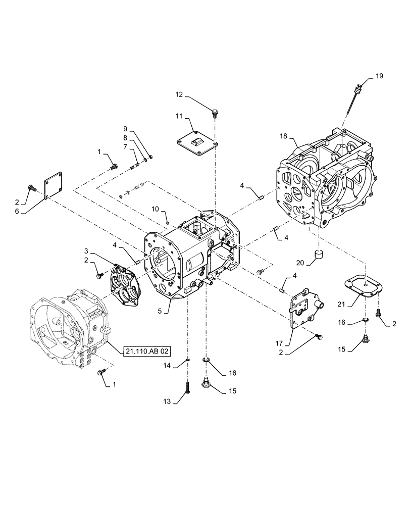 Схема запчастей Case IH FARMALL 50C - (21.120.AB[02]) - TRANSMISSION HOUSING, FARMALL 40C, 50C (21) - TRANSMISSION