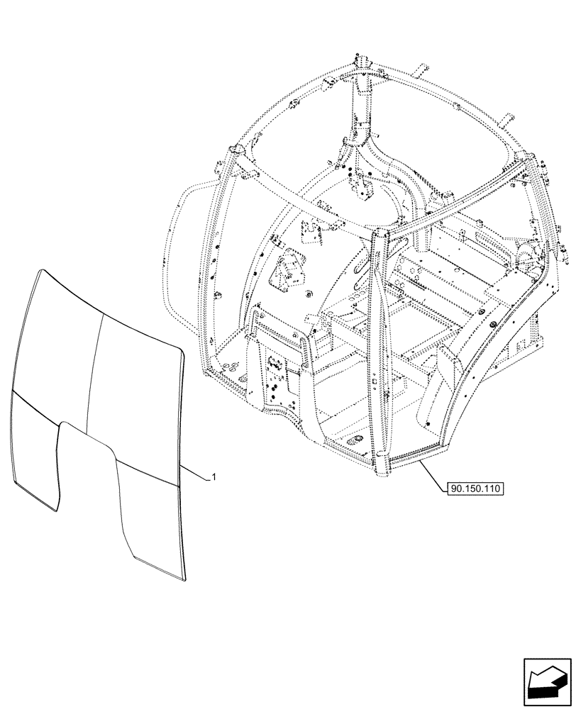 Схема запчастей Case IH OPTUM 270 CVT - (90.156.020) - CAB, WINDSHIELD (90) - PLATFORM, CAB, BODYWORK AND DECALS
