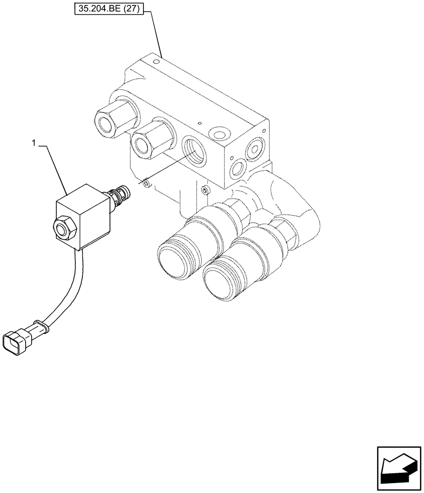 Схема запчастей Case IH FARMALL 105U - (55.035.AJ[01]) - VAR - 332844 - SOLENOID VALVE (55) - ELECTRICAL SYSTEMS