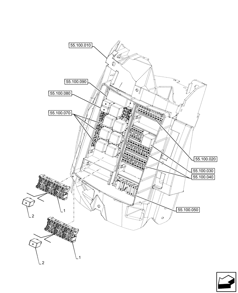 Схема запчастей Case IH OPTUM 300 CVT - (55.100.060) - RELAY, FUSE BOX (55) - ELECTRICAL SYSTEMS