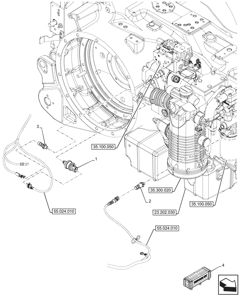 Схема запчастей Case IH OPTUM 270 CVT - (55.036.010) - VAR - 391138, 758022, 758870, 759053 - HYDRAULIC SYSTEM, VACUUM GAUGE, OIL PRESSURE GAUGE (55) - ELECTRICAL SYSTEMS