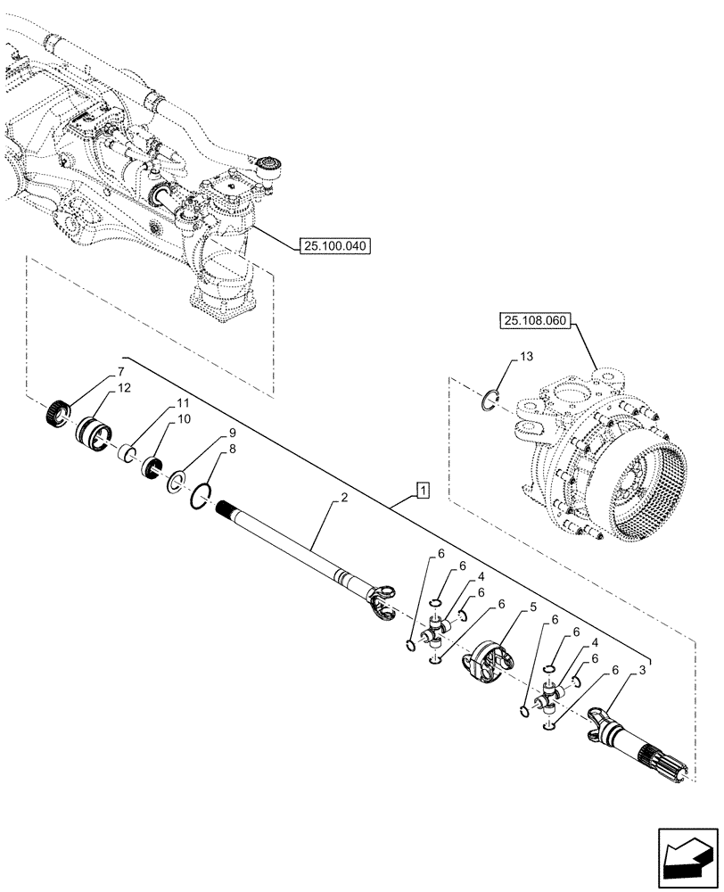 Схема запчастей Case IH OPTUM 270 CVT - (25.108.090) - VAR - 758796 - FRONT AXLE, W/ FRONT BRAKES, W/ ANTILOCK BRAKING SYSTEM (ABS), SHAFT (25) - FRONT AXLE SYSTEM