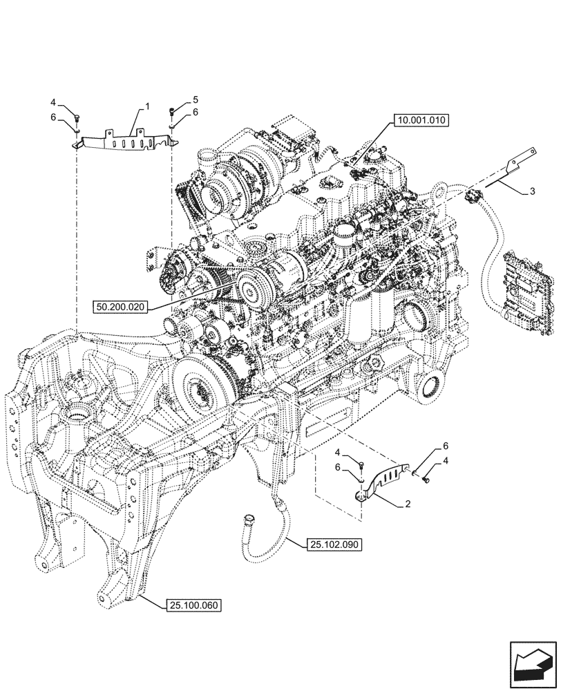 Схема запчастей Case IH OPTUM 270 CVT - (25.122.050) - VAR - 758768, 759086 - FRONT AXLE, SUSPENSION, BRACKET (25) - FRONT AXLE SYSTEM