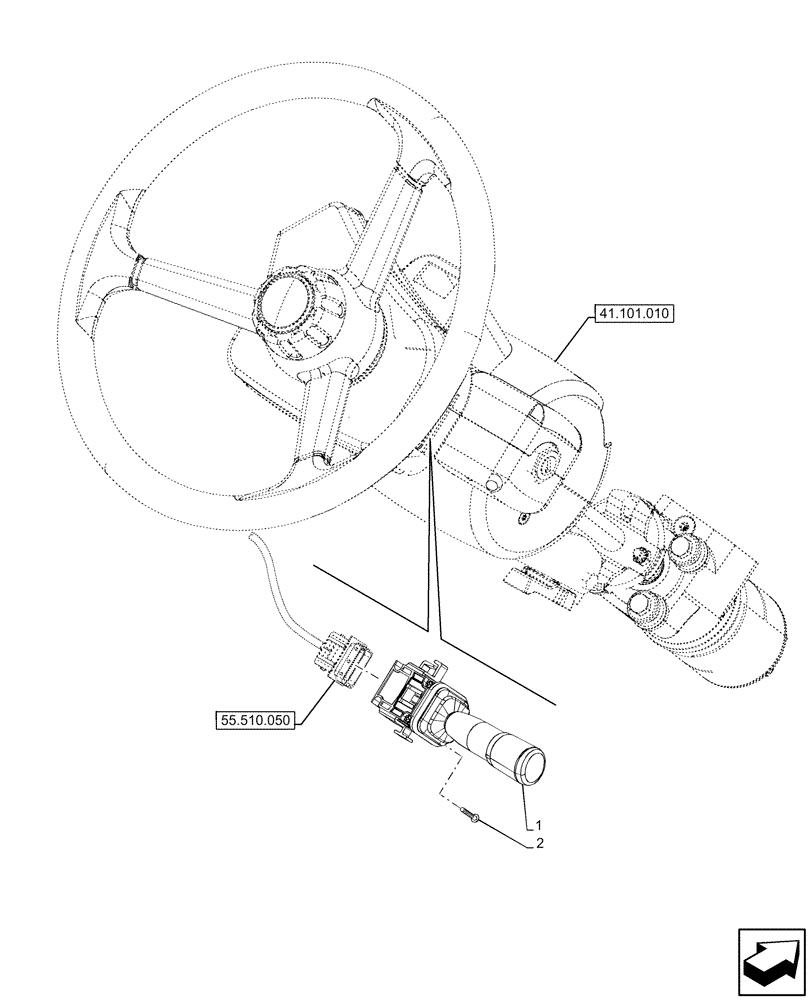 Схема запчастей Case IH OPTUM 270 CVT - (55.518.060) - WINDSHIELD WIPER SWITCH (55) - ELECTRICAL SYSTEMS