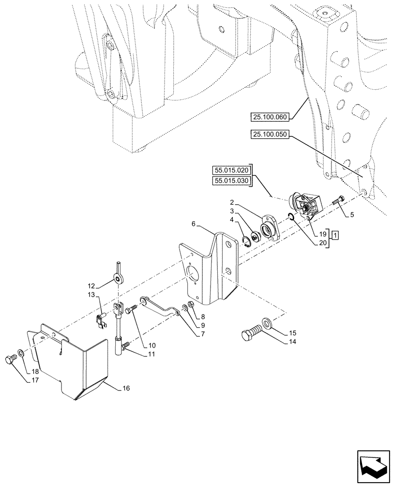 Схема запчастей Case IH OPTUM 300 CVT - (55.045.020) - VAR - 758795, 758796 - FRONT AXLE, POTENTIOMETER (55) - ELECTRICAL SYSTEMS