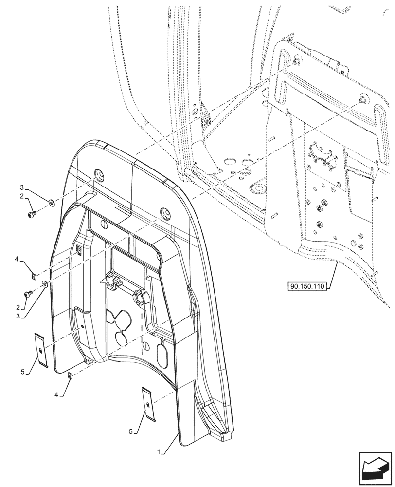 Схема запчастей Case IH OPTUM 270 CVT - (90.102.040) - BULKHEAD, INSULATING PANEL (90) - PLATFORM, CAB, BODYWORK AND DECALS