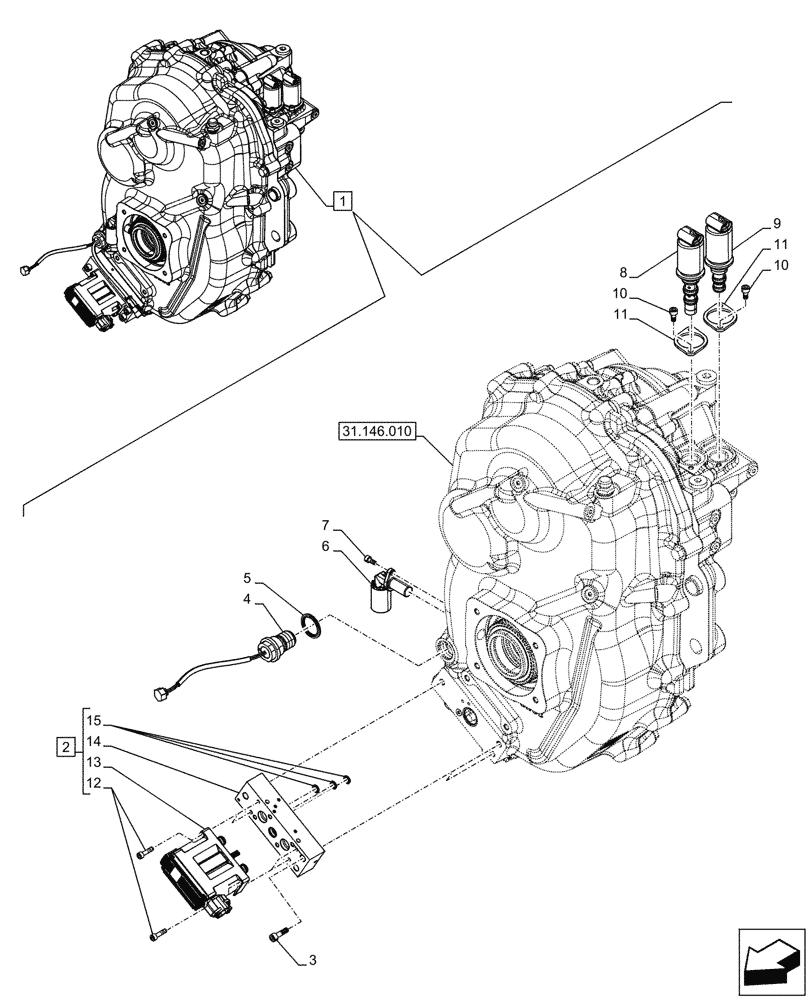 Схема запчастей Case IH OPTUM 270 CVT - (55.049.010) - VAR - 758772, 758773, 759307, 759308 - FRONT PTO, ELECTRONIC CONTROLS, COMPONENTS (55) - ELECTRICAL SYSTEMS