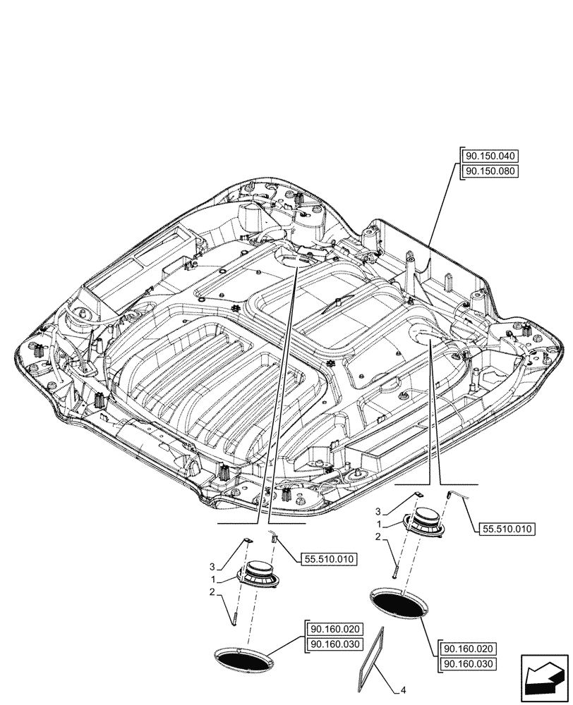 Схема запчастей Case IH OPTUM 300 CVT - (55.512.010) - VAR - 391288 - RADIO, SPEAKER, PREDISPOSITION (55) - ELECTRICAL SYSTEMS