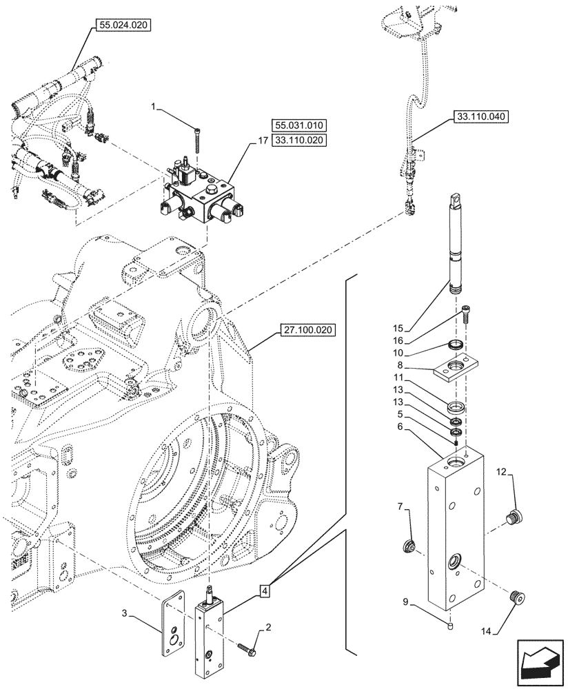 Схема запчастей Case IH OPTUM 270 CVT - (33.110.010) - VAR - 758792 - PARKING LOCK (33) - BRAKES & CONTROLS