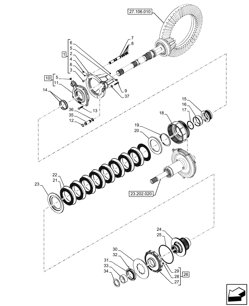 Схема запчастей Case IH OPTUM 270 CVT - (23.202.010) - VAR - 391138, 758022, 758870, 759053 - 4WD ENGAGEMENT CLUTCH CONTROL (23) - FOUR WHEEL DRIVE SYSTEM