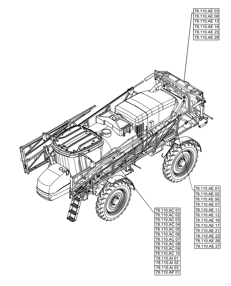 Схема запчастей Case IH PATRIOT 2250 - (78.000.00[02]) - SECTION INDEX - PLUMBING (78) - SPRAYING