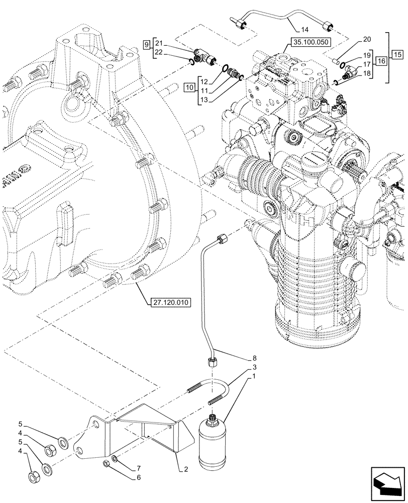 Схема запчастей Case IH OPTUM 270 CVT - (35.300.010) - VAR - 391138, 758022, 758870, 759053 - OIL FILTER, PRIORITY VALVE (35) - HYDRAULIC SYSTEMS