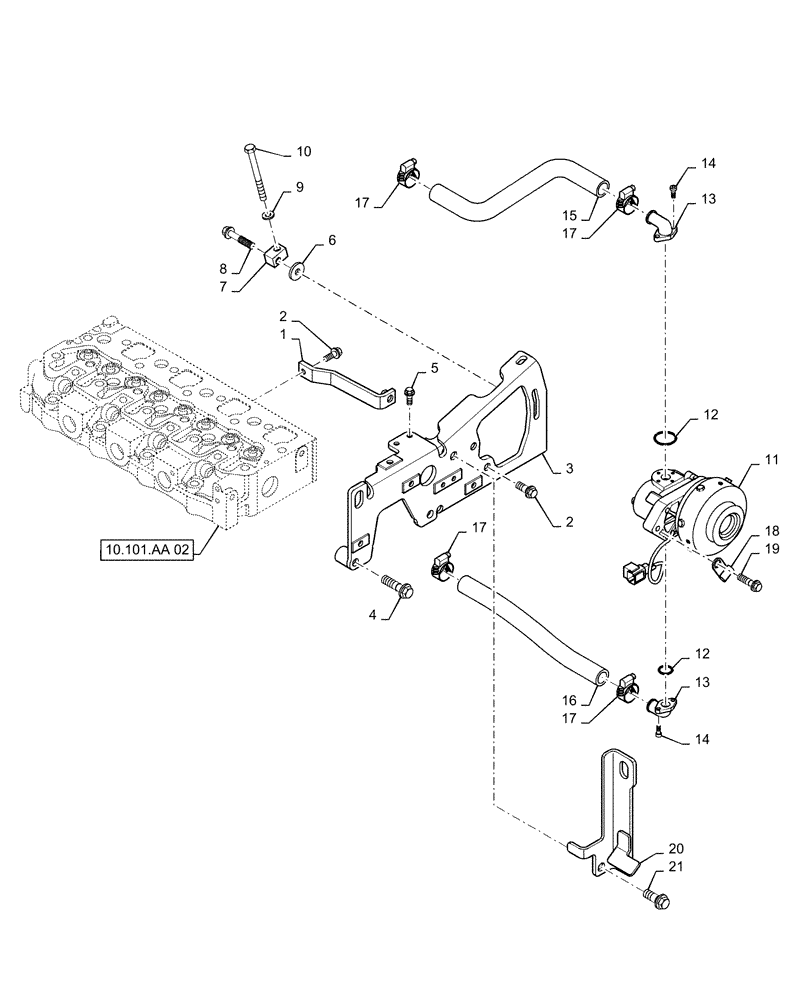 Схема запчастей Case IH FARMALL 50C - (10.501.AG[02]) - AIR PUMP, FARMALL 40C, 50C (10) - ENGINE