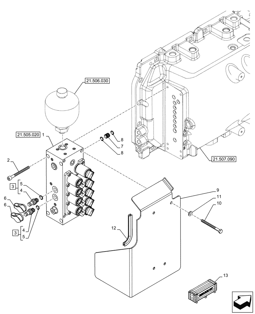 Схема запчастей Case IH OPTUM 270 CVT - (21.505.010) - VAR - 391138, 758022, 758870, 759053 - TRANSMISSION CONTROL VALVE (21) - TRANSMISSION