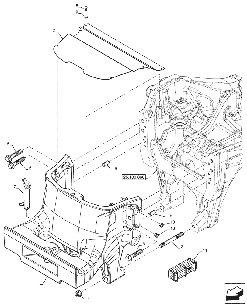 Схема запчастей Case IH OPTUM 270 CVT - (39.140.090) - VAR - 758774, 758775, 758776, 759123 - FRONT WEIGHT CARRIER (39) - FRAMES AND BALLASTING