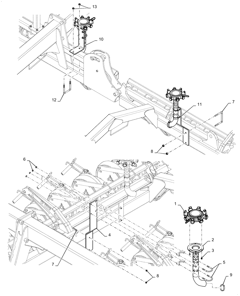 Схема запчастей Case IH 500 - (79.100.AA[01]) - AIR DISTRIBUTION HEADER 8,9 PORT (79) - PLANTING