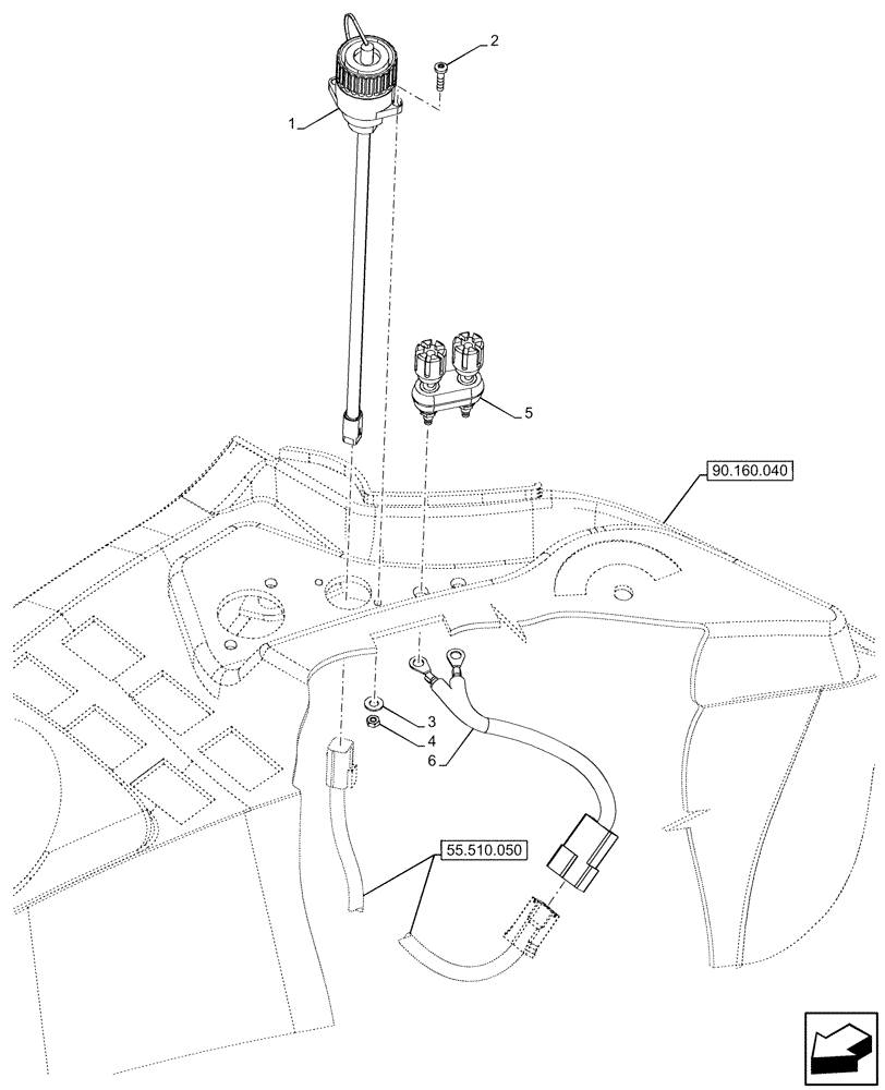 Схема запчастей Case IH OPTUM 270 CVT - (55.510.070) - PANEL, RIGHT SIDE, POWER SOCKET, 12V (55) - ELECTRICAL SYSTEMS