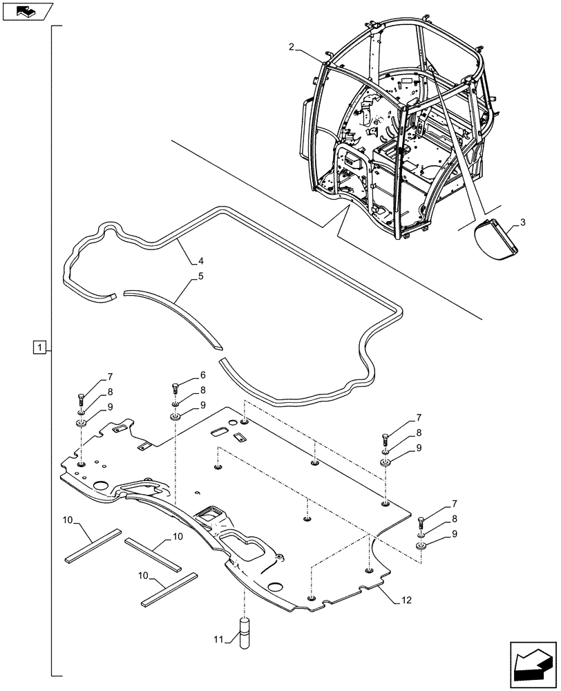 Схема запчастей Case IH FARMALL 85C - (90.150.AC[01A]) - VAR - 744588, 743573, 743496, 391606, 336606, 334211, 334183, 334180 - CAB FRAME, FIXED WINDSHIELD, ISO - BEGIN YR 01-APR-2014 (90) - PLATFORM, CAB, BODYWORK AND DECALS