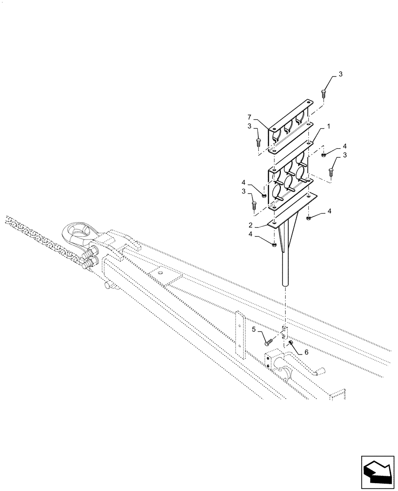 Схема запчастей Case IH 500T - (39.100.AA[08]) - HOSE SUPPORT TOW BETWEEN AIR CARTS (39) - FRAMES AND BALLASTING