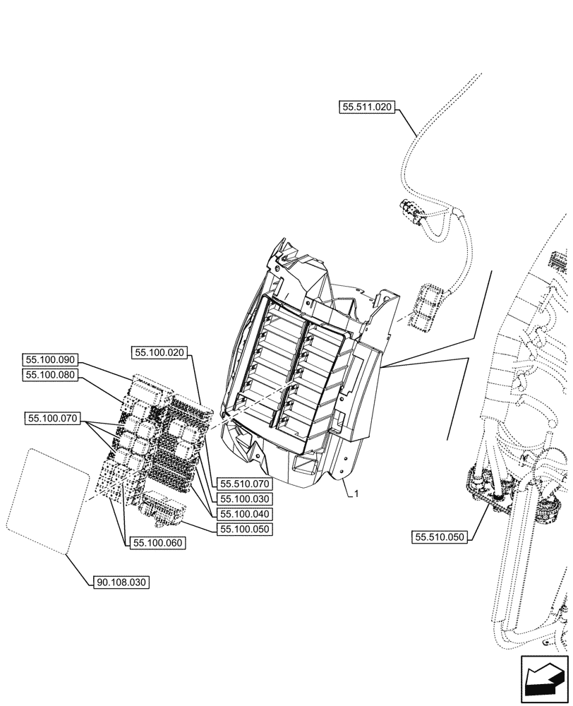 Схема запчастей Case IH OPTUM 300 CVT - (55.100.010) - RELAY, FUSE BOX (55) - ELECTRICAL SYSTEMS