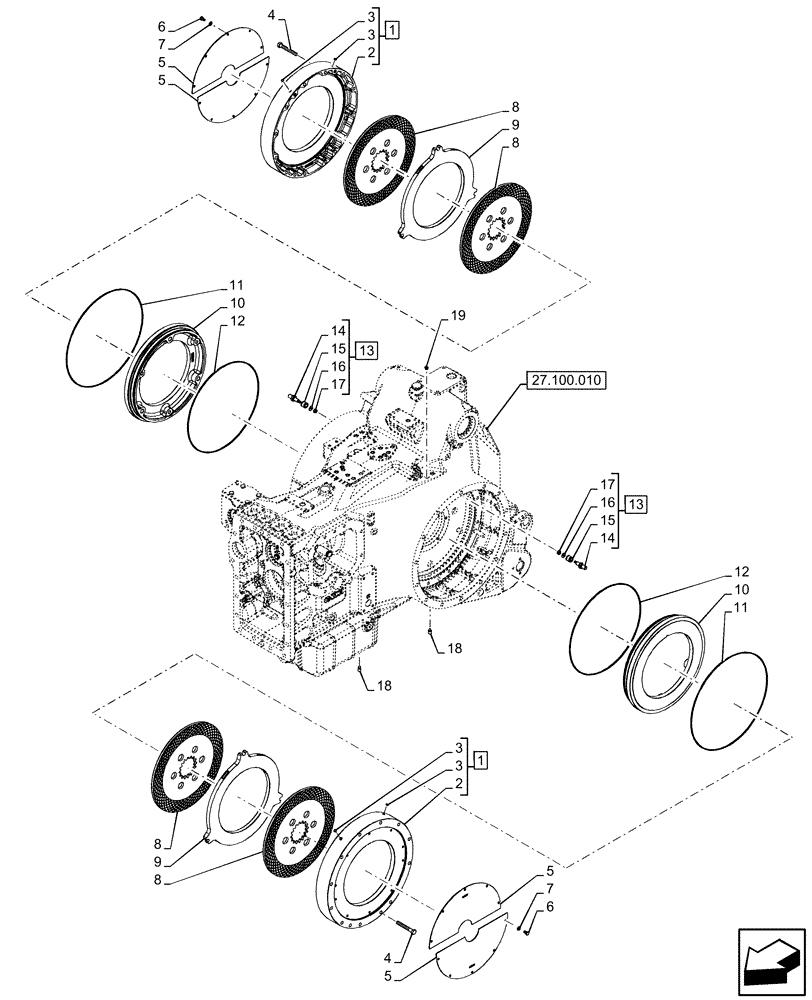 Схема запчастей Case IH OPTUM 270 CVT - (33.202.060) - VAR - 391138, 758022, 758870 - REAR AXLE, BRAKE DISC, W/O ANTILOCK BRAKING SYSTEM (ABS) (33) - BRAKES & CONTROLS