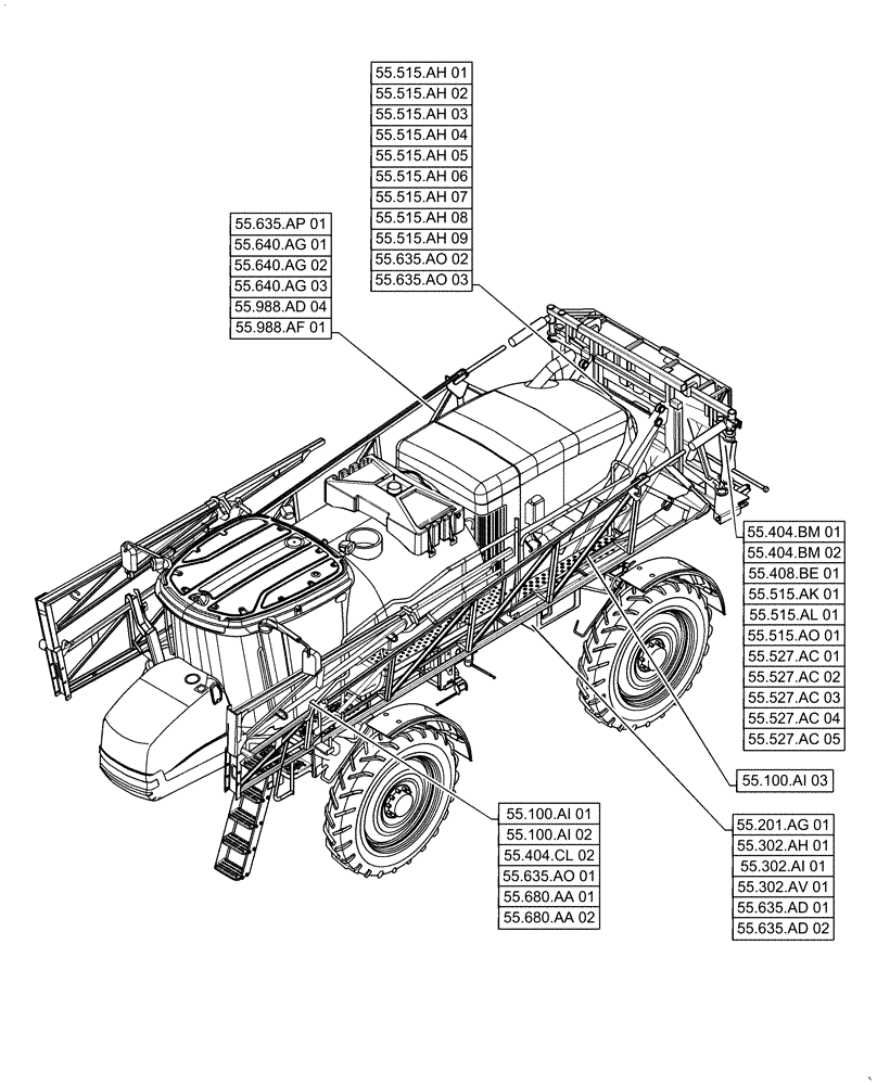 Схема запчастей Case IH PATRIOT 2250 - (55.000.00[03]) - SECTION INDEX - ELECTRICAL SYSTEMS (55) - ELECTRICAL SYSTEMS