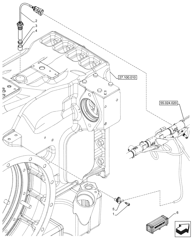 Схема запчастей Case IH OPTUM 300 CVT - (55.020.010) - VAR - 391138, 758022, 758870, 759053 - TRANSMISSION, SPEED SENSOR (55) - ELECTRICAL SYSTEMS