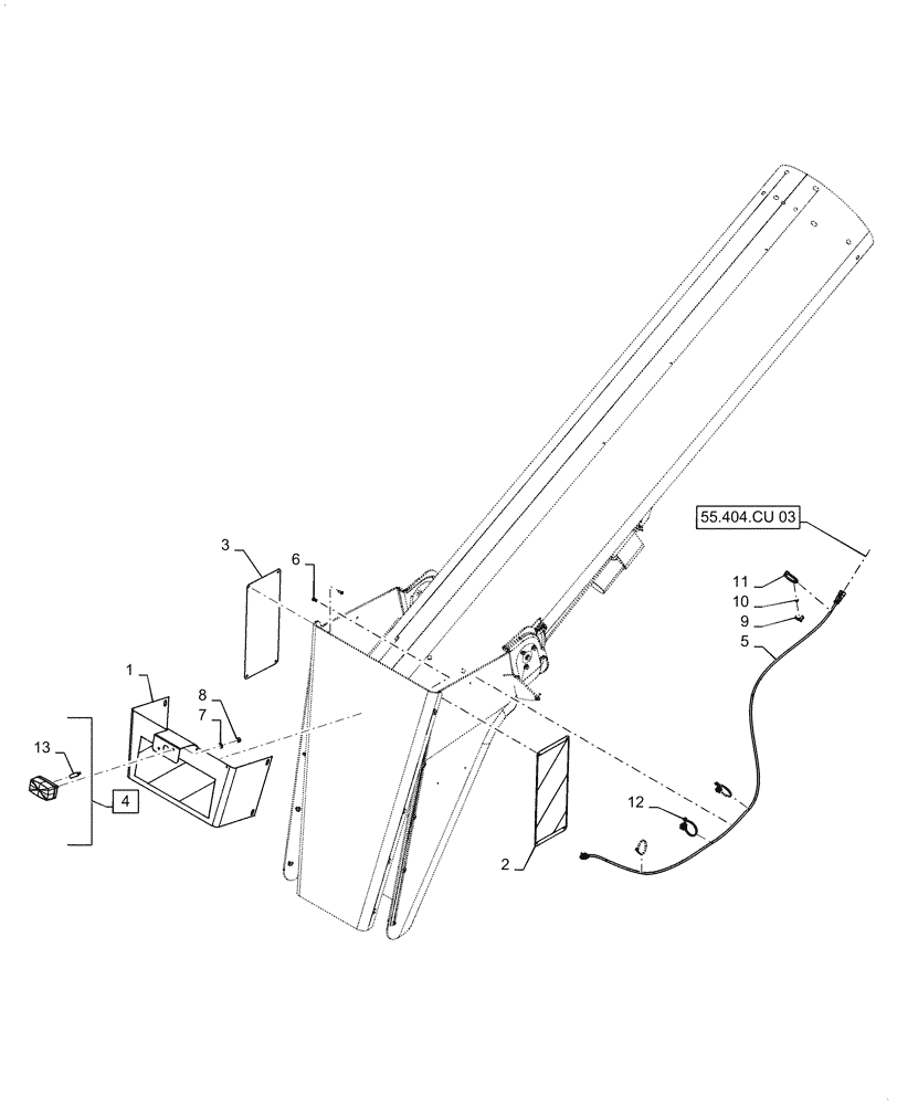 Схема запчастей Case IH 6140 - (80.180.AQ[08]) - VAR - 425566 - DISCHARGE SPOUT, PIVOT, LC UNLOAD , WARNING SIGN (80) - CROP STORAGE/UNLOADING