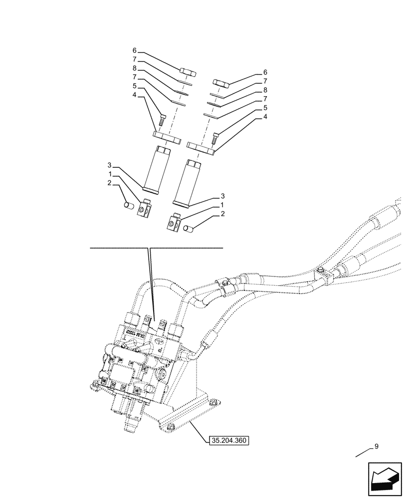 Схема запчастей Case IH FARMALL 110U - (35.204.420) - VAR - 758820 - CABLE, MID-MOUNT CONTROL VALVE (35) - HYDRAULIC SYSTEMS