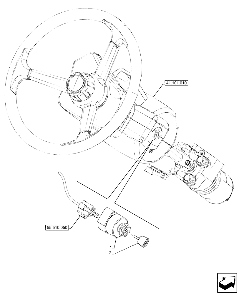 Схема запчастей Case IH OPTUM 300 CVT - (55.201.020) - IGNITION SWITCH (55) - ELECTRICAL SYSTEMS