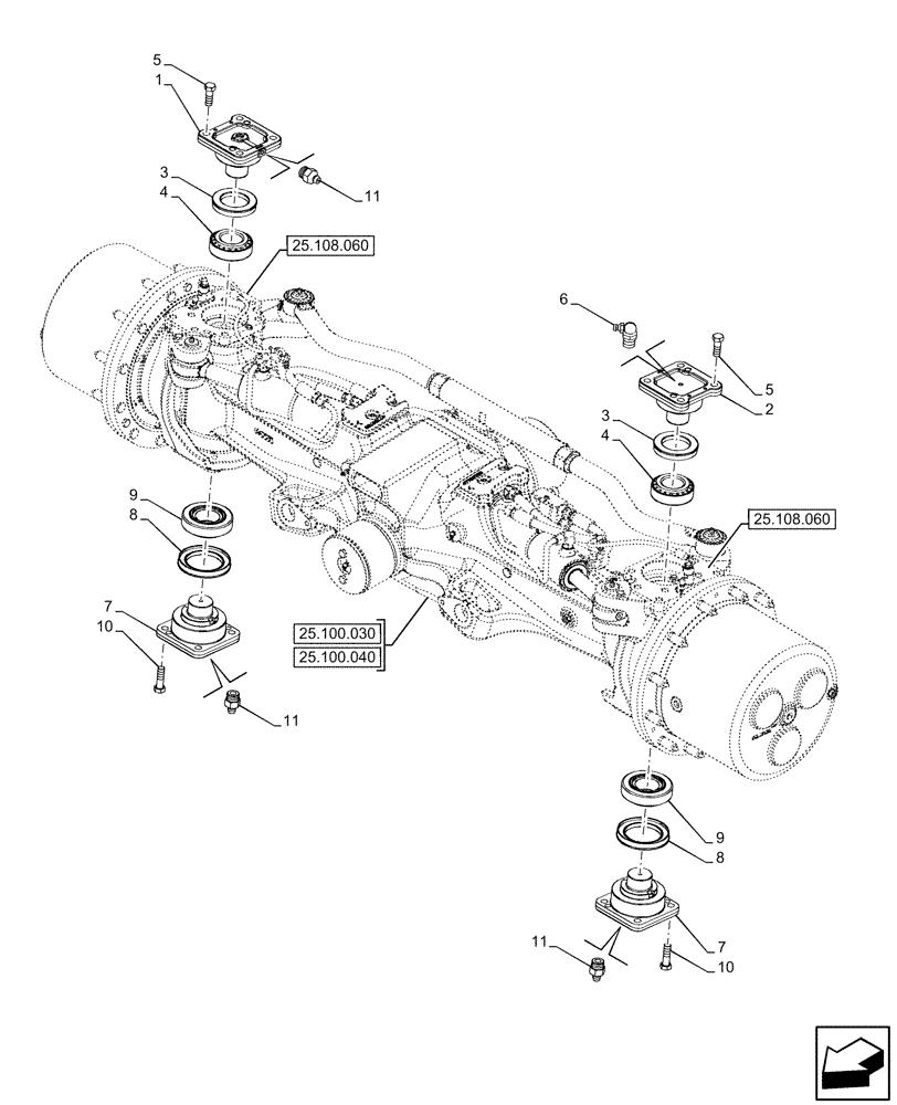 Схема запчастей Case IH OPTUM 270 CVT - (25.108.080) - VAR - 758796 - FRONT AXLE, W/ FRONT BRAKES, STEERING KNUCKLE, ATTACHMENT PIN (25) - FRONT AXLE SYSTEM