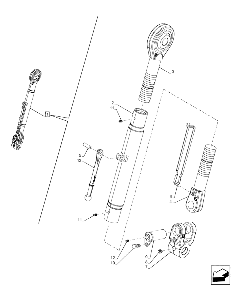 Схема запчастей Case IH OPTUM 300 CVT - (37.120.230) - VAR - 758763 - REAR, 3 POINT HITCH, CAT 3, UPPER LINK, COMPONENTS (37) - HITCHES, DRAWBARS & IMPLEMENT COUPLINGS